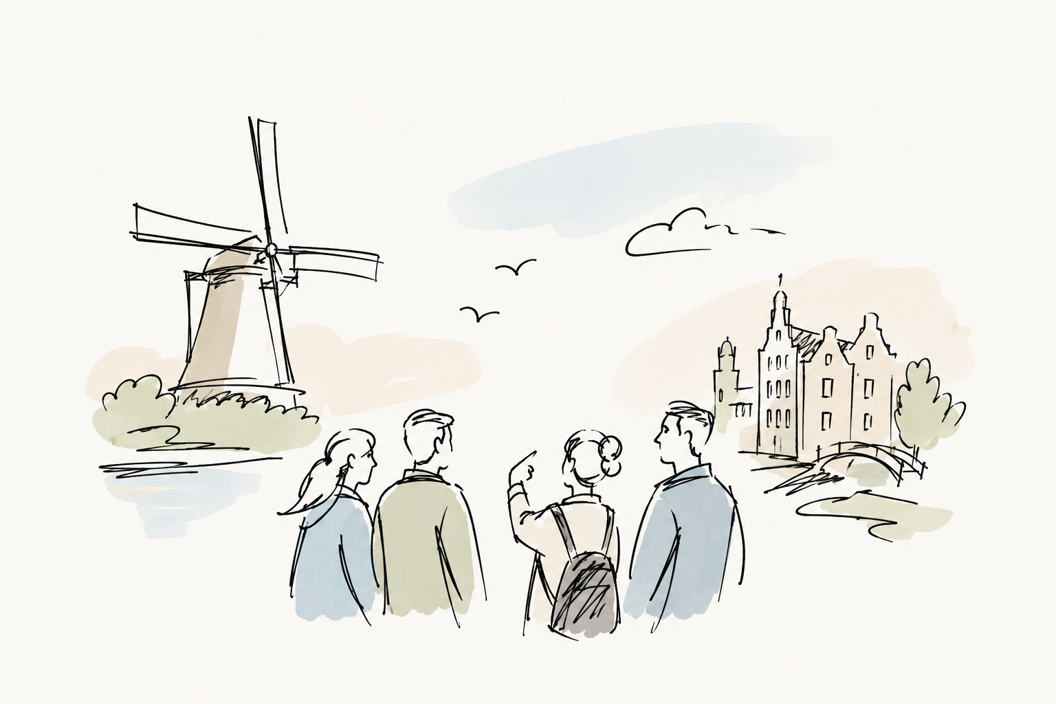 Udendørs rejse med panoramabillede illustration