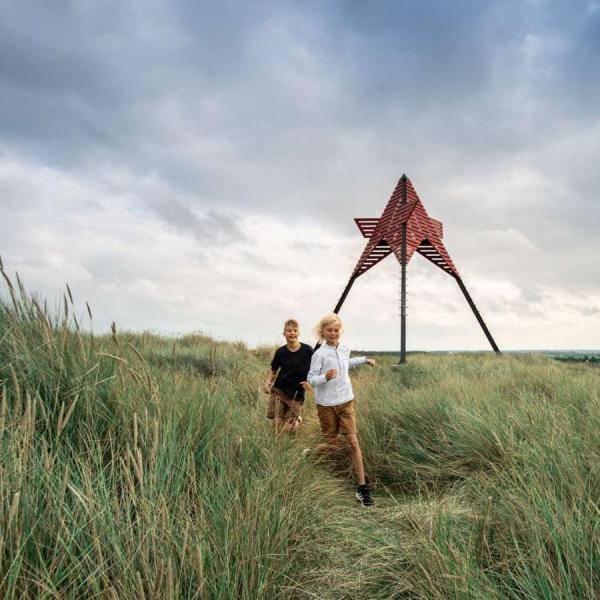 Sea mark by Vedersø Klit, children, play