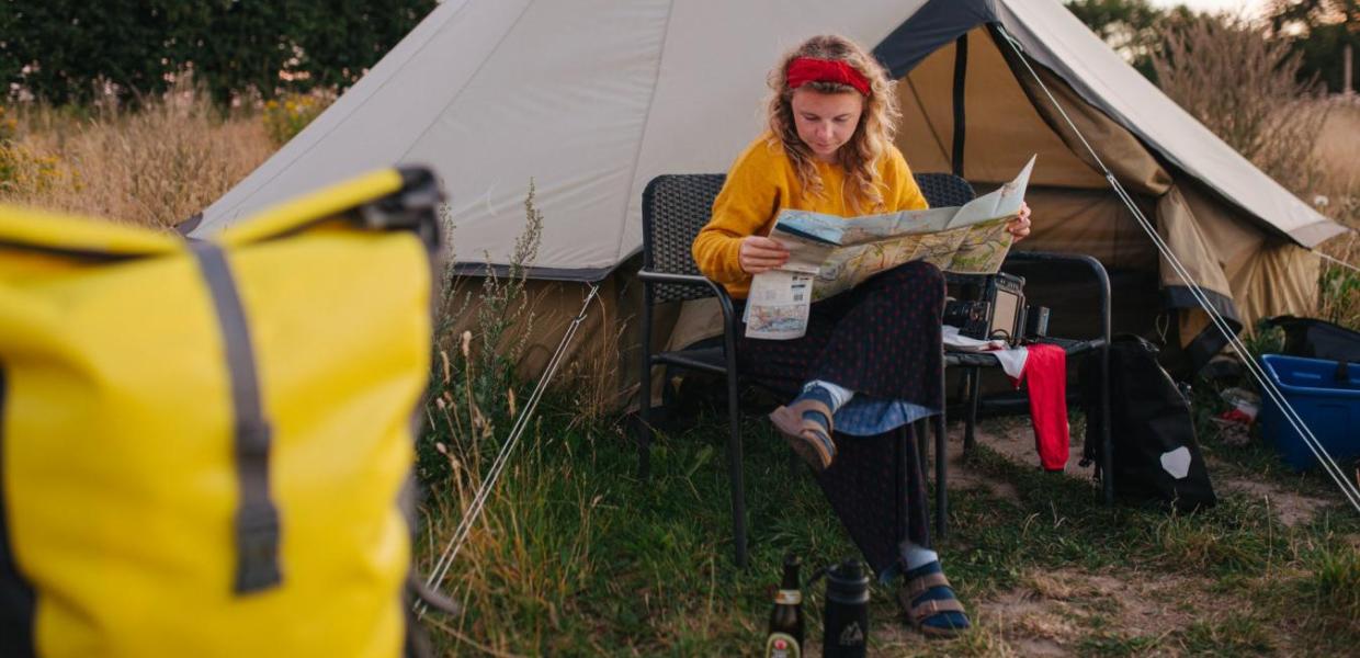  Camping, tent, woman