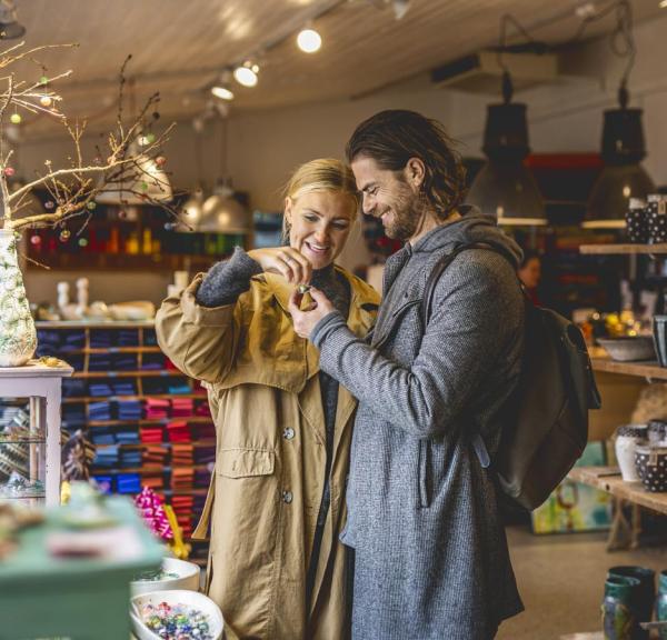 Couple in ceramics shop