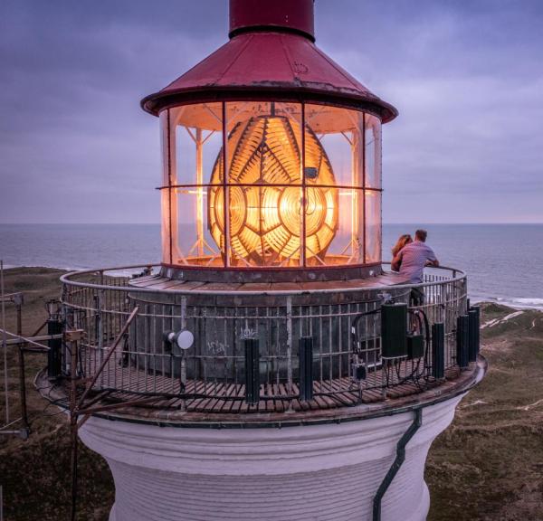 Couple visiting Lyngvig Lighthouse