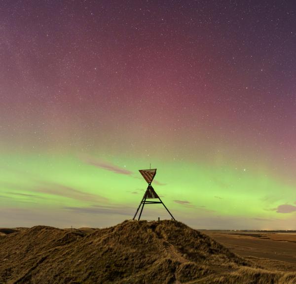 Sømærke ved Husby med stjerner og nordlys