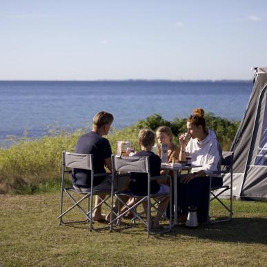  Camping by the water, family