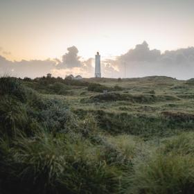 Blåvandshuk Lighthouse, fog, spring
